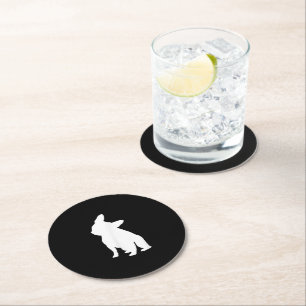 Dessous-de-verre Rond En Papier Tête Tilt Vêtement Frenchie Tête Bulldog Lover Cad