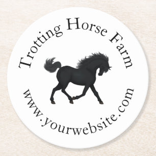 Dessous-de-verre Rond En Papier Texte circulaire Cheval Noir Trotting Equestrio
