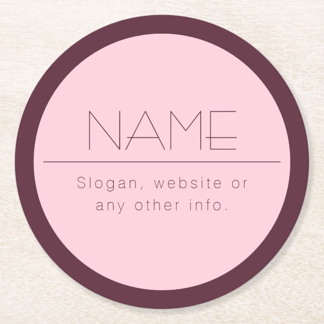 Dessous-de-verre Rond En Papier Texte moderne personnalisable avec bordure (Devant)