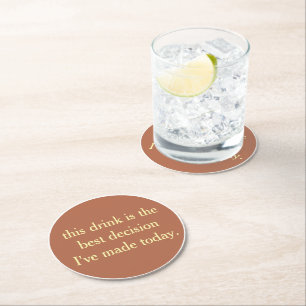 Dessous-de-verre Rond En Papier Texte personnalisé et nom drôle cool fête