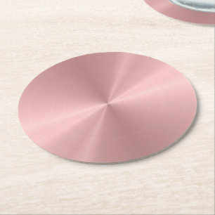 Dessous-de-verre Rond En Papier Texture radiale métallique or rose personnalisée