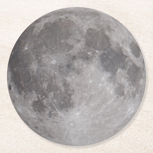 Dessous-de-verre Rond En Papier Thème Astronomie Pleine lune (Devant)