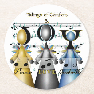 Dessous-de-verre Rond En Papier Tidings of Comfort and Joy Christmas Carolers