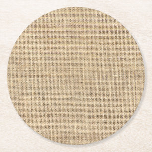 Dessous-de-verre Rond En Papier Toile de jute rustique de cru de pays