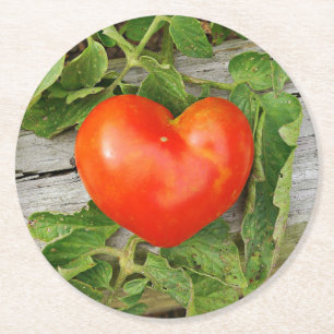 Dessous-de-verre Rond En Papier Tomate en forme de coeur