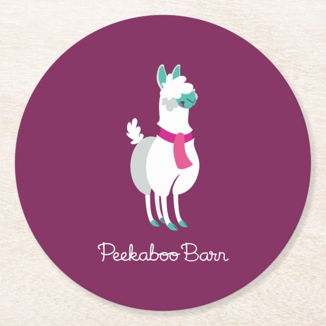 Dessous-de-verre Rond En Papier Tommy le lama (Devant)