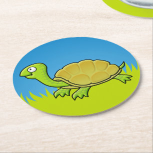 Dessous-de-verre Rond En Papier Tortue caricaturale