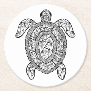 Dessous-de-verre Rond En Papier Tortue inspirée
