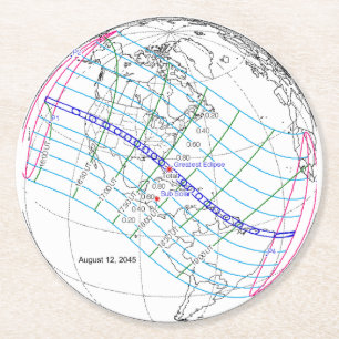 Dessous-de-verre Rond En Papier Total Solaire Eclipse 2045 Global Path