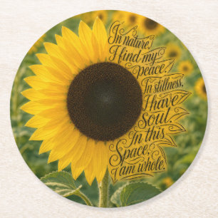 Dessous-de-verre Rond En Papier Tournesol avec citation inspirante