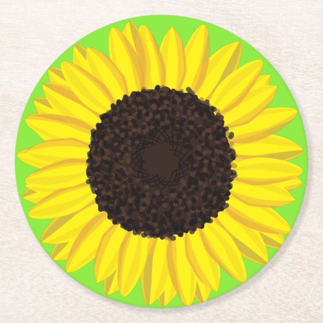 Dessous-de-verre Rond En Papier Tournesol fête d'anniversaire (Devant)