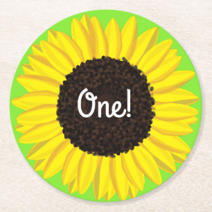 Dessous-de-verre Rond En Papier Tournesol fête d'anniversaire