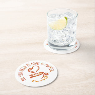 Dessous-de-verre Rond En Papier Tout Ce Dont Vous Avez Besoin, C'Est De L'Amour Et