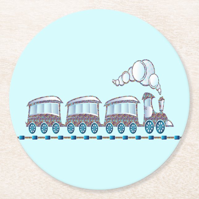 Dessous-de-verre Rond En Papier Train de jouets (Devant)