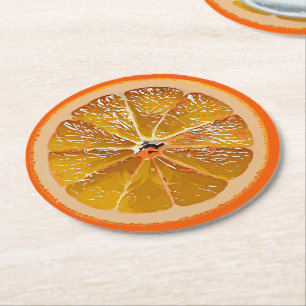 Dessous-de-verre Rond En Papier Tranche d'orange juteuse - amusant