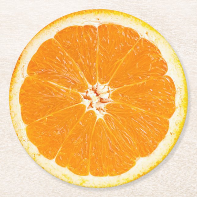 Dessous-de-verre Rond En Papier tranche orange (Devant)
