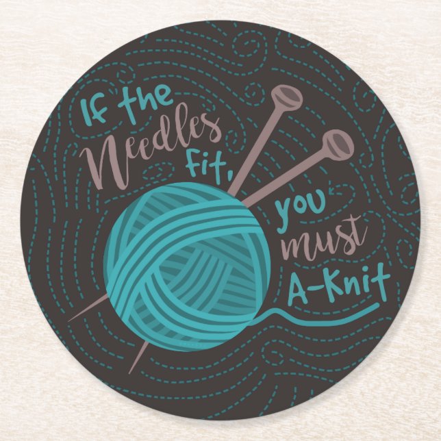 Dessous-de-verre Rond En Papier Tricot amusant Aiguilles humoristiques Knitter de  (Devant)