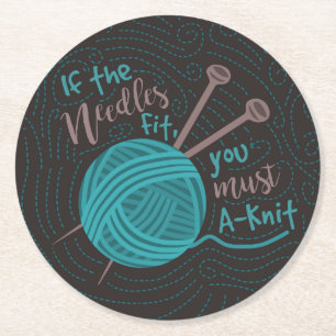 Dessous-de-verre Rond En Papier Tricot amusant Aiguilles humoristiques Yarn Knitte