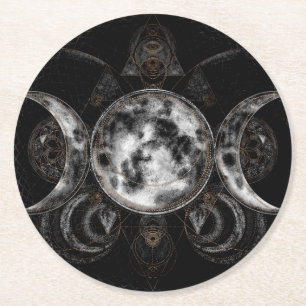 Dessous-de-verre Rond En Papier Triple Lune - Triple Déesse