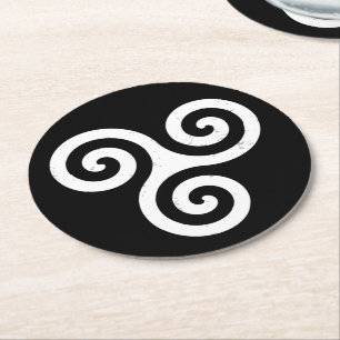 DESSOUS-DE-VERRE ROND EN PAPIER TRISKELION TRIPLE CELTIQUE SPIRAL