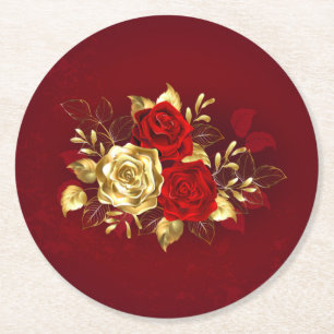 Dessous-de-verre Rond En Papier Trois Roses de bijoux