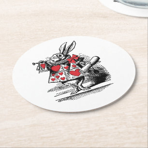 Dessous-de-verre Rond En Papier Trompettiste du Lapin Blanc Alice aux pays des mer