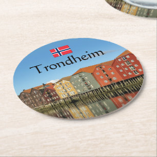 Dessous-de-verre Rond En Papier Trondheim Norvège Souvenir