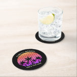 Dessous-de-verre Rond En Papier Tropical Island Beach Palm Tree Pink Black Party<br><div class="desc">dessous de verre en papier cool rose chaud et palmier noir pour une excursion de filles sur une île tropicale. Doté de beaux palmiers face à un joli coucher de soleil de plage rose. Accessoire personnalisé parfait pour votre croisière ou votre voyage d'été à la mer.</div>