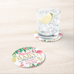 Dessous-de-verre Rond En Papier Tropical Summer Beach Luau Girls Baby shower