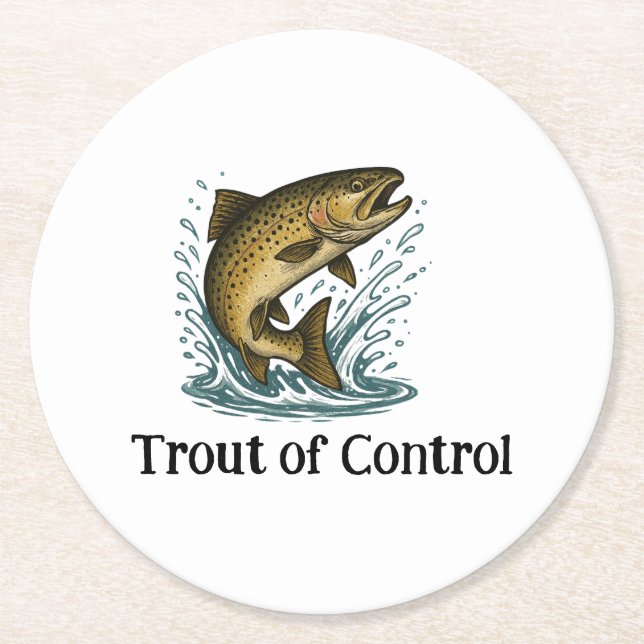 Dessous-de-verre Rond En Papier Trout of Control Coaster (Devant)