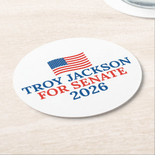 Dessous-de-verre Rond En Papier Troy Jackson pour le Sénat Parti de l'élection 202