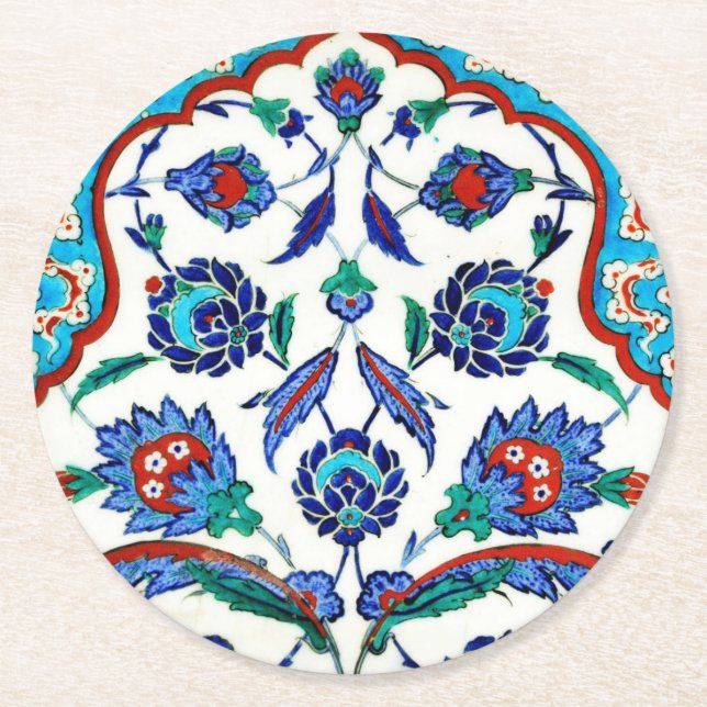 Dessous-de-verre Rond En Papier tuile de iznik (Devant)