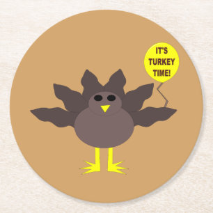 Dessous-de-verre Rond En Papier Turquie Heure Thanksgiving Dessous de verre papier