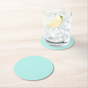 Dessous-de-verre Rond En Papier Turquoise clair solide