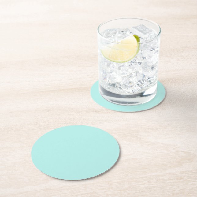 Dessous-de-verre Rond En Papier Turquoise clair solide (En situation)