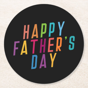 Dessous-de-verre Rond En Papier Typographie de Fête des pères simple et heureuse