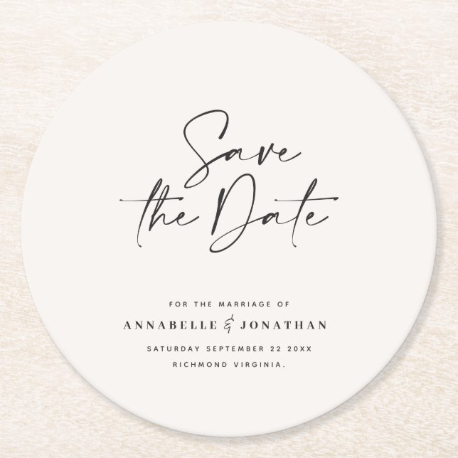 Dessous-de-verre Rond En Papier Typographiy wedding announcement (Devant)