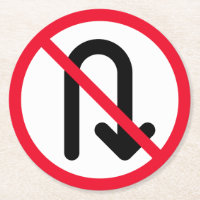 U Tourner Signal interdit | Dessous de verre arron