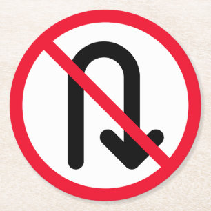 Dessous-de-verre Rond En Papier U Tourner Signal interdit Dessous de verre arron