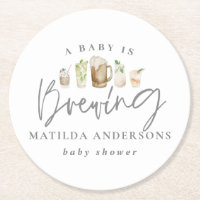 Un bébé brasse du baby shower de bière aquarelle