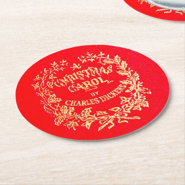 Dessous-de-verre Rond En Papier Un Carol de Noël | Dessous de verre (Incliné)