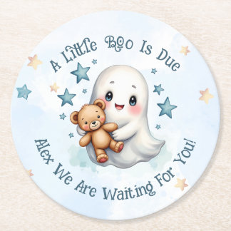 Dessous-de-verre Rond En Papier Un Petit Boo Est Dû Bébé Bébé Ghost Personnalisé