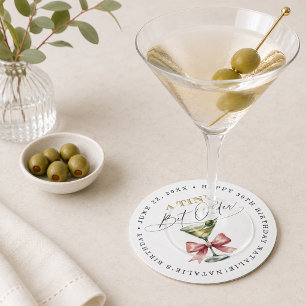 Dessous-de-verre Rond En Papier Un peu plus vieux Martini Rose Anniversaire