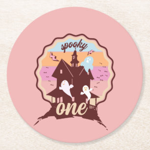 Dessous-de-verre Rond En Papier Un premier anniversaire Halloween Spooky One Ghost