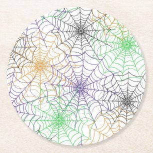 Dessous-de-verre Rond En Papier Un simple Motif Web d'Halloween Spider