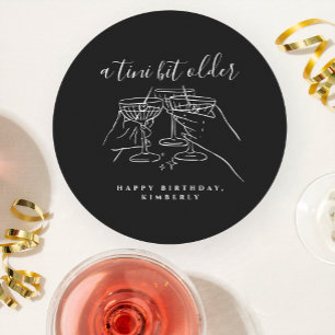 Dessous-de-verre Rond En Papier Un Tini Un Peu Plus Vieux Noir Main Dessinée Fête