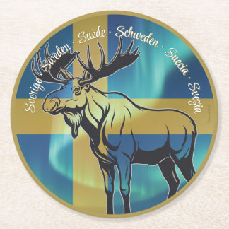 Dessous-de-verre Rond En Papier Underlägg — Sweden, moose