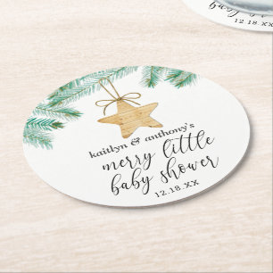 Dessous-de-verre Rond En Papier Une Baby Shower Petite et Joyeuse