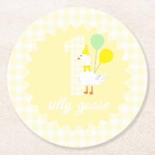 Dessous-de-verre Rond En Papier Une drôle d'oie Gingham 1er anniversaire