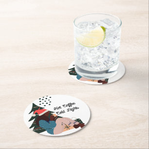 Dessous-de-verre Rond En Papier Une femme noire illustrée Noël